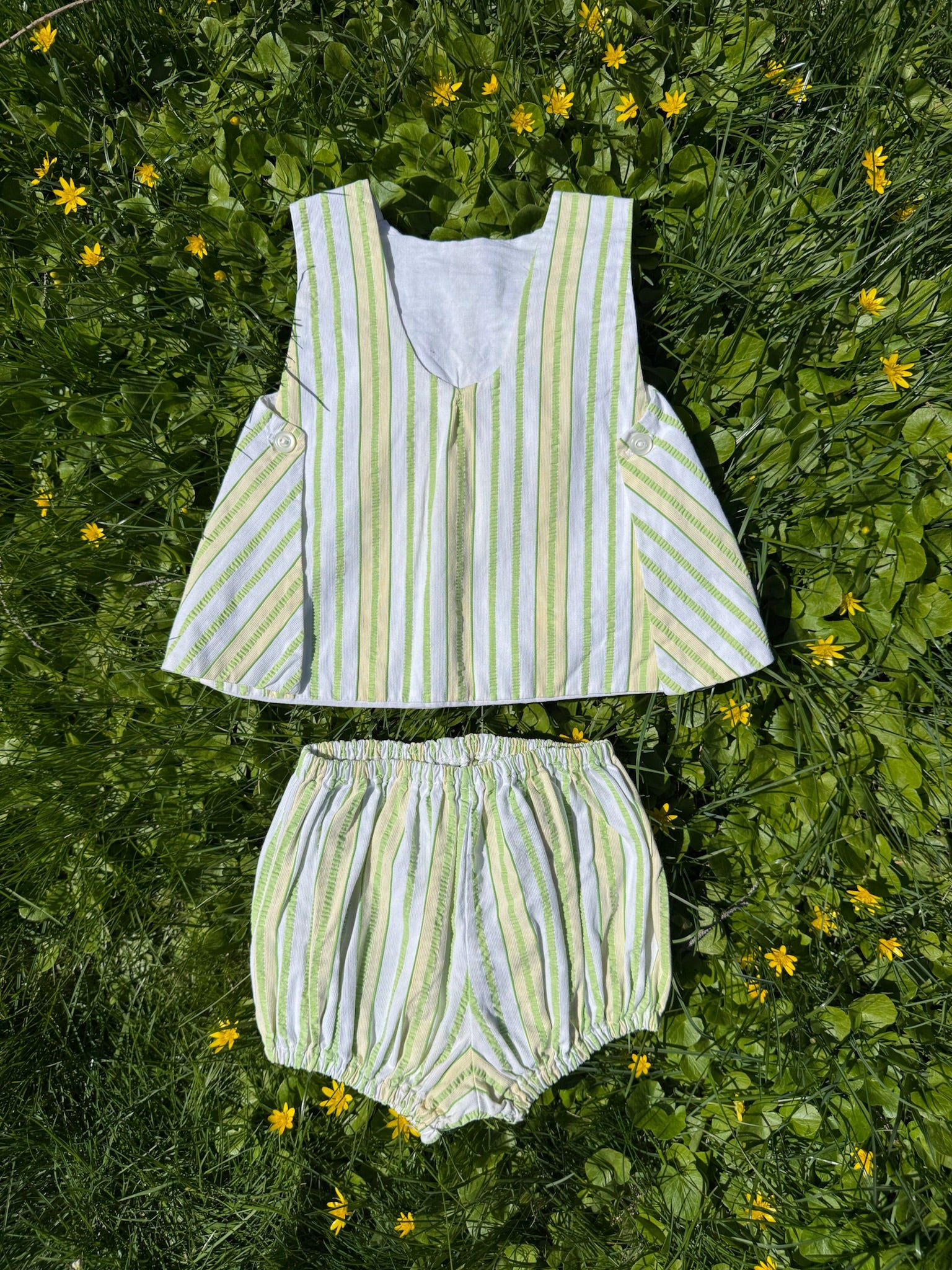 handmade striped tank and diaper cover set
