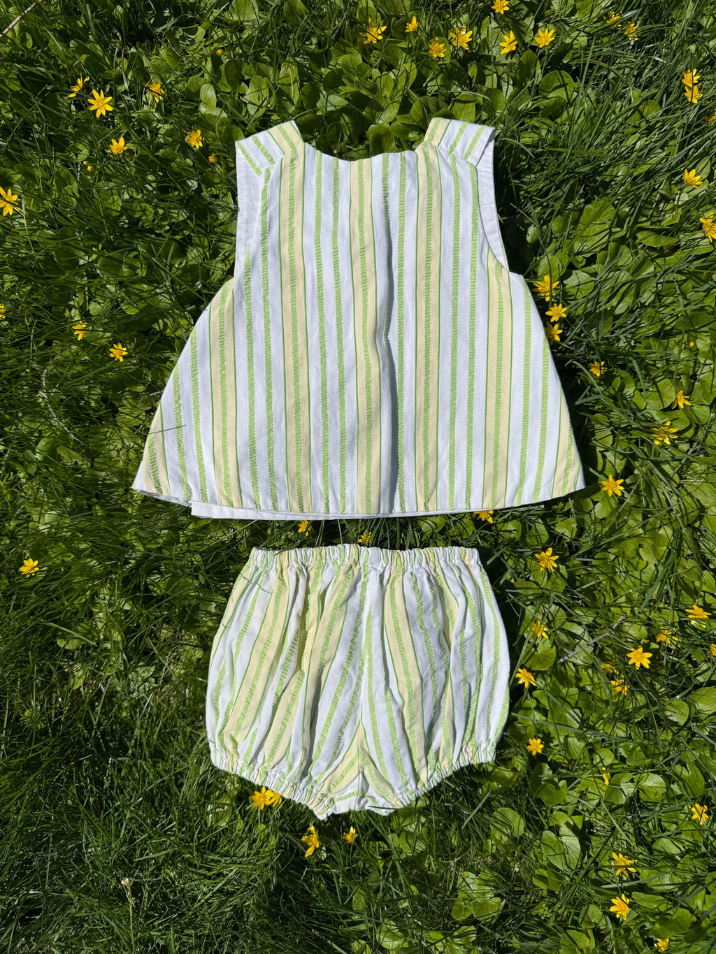handmade striped tank and diaper cover set