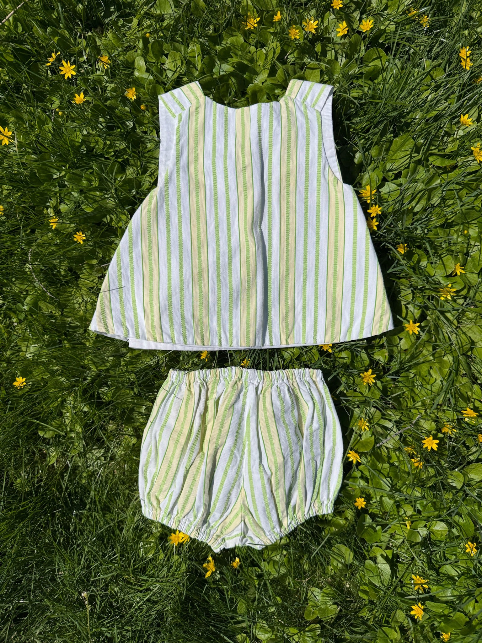 handmade striped tank and diaper cover set