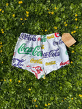 coca cola logo print short shorts