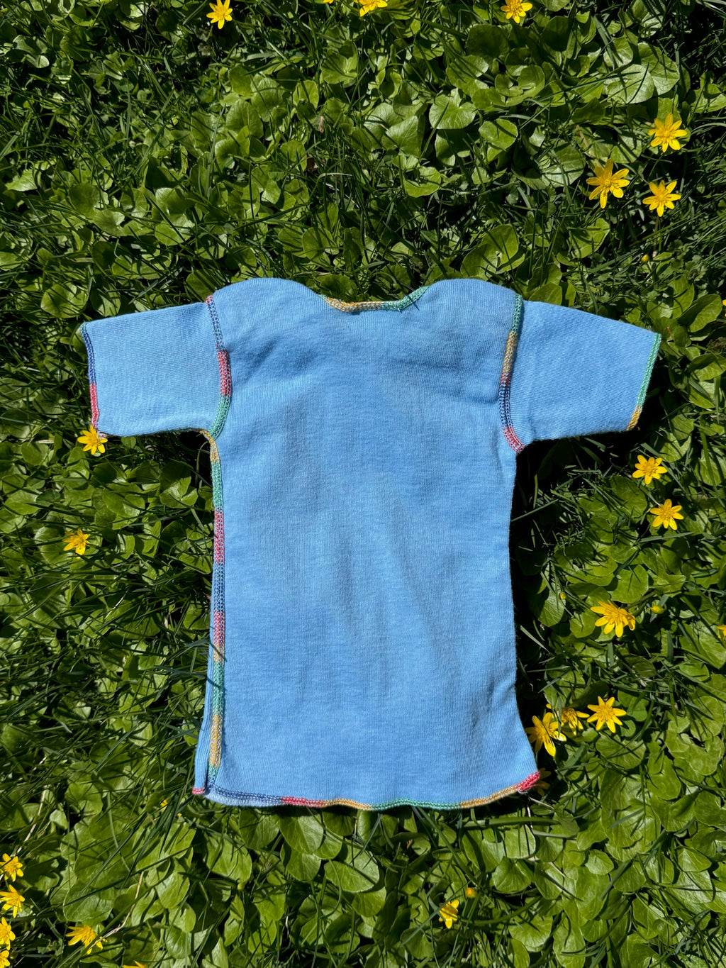 panda lap shoulder rainbow stitch tee