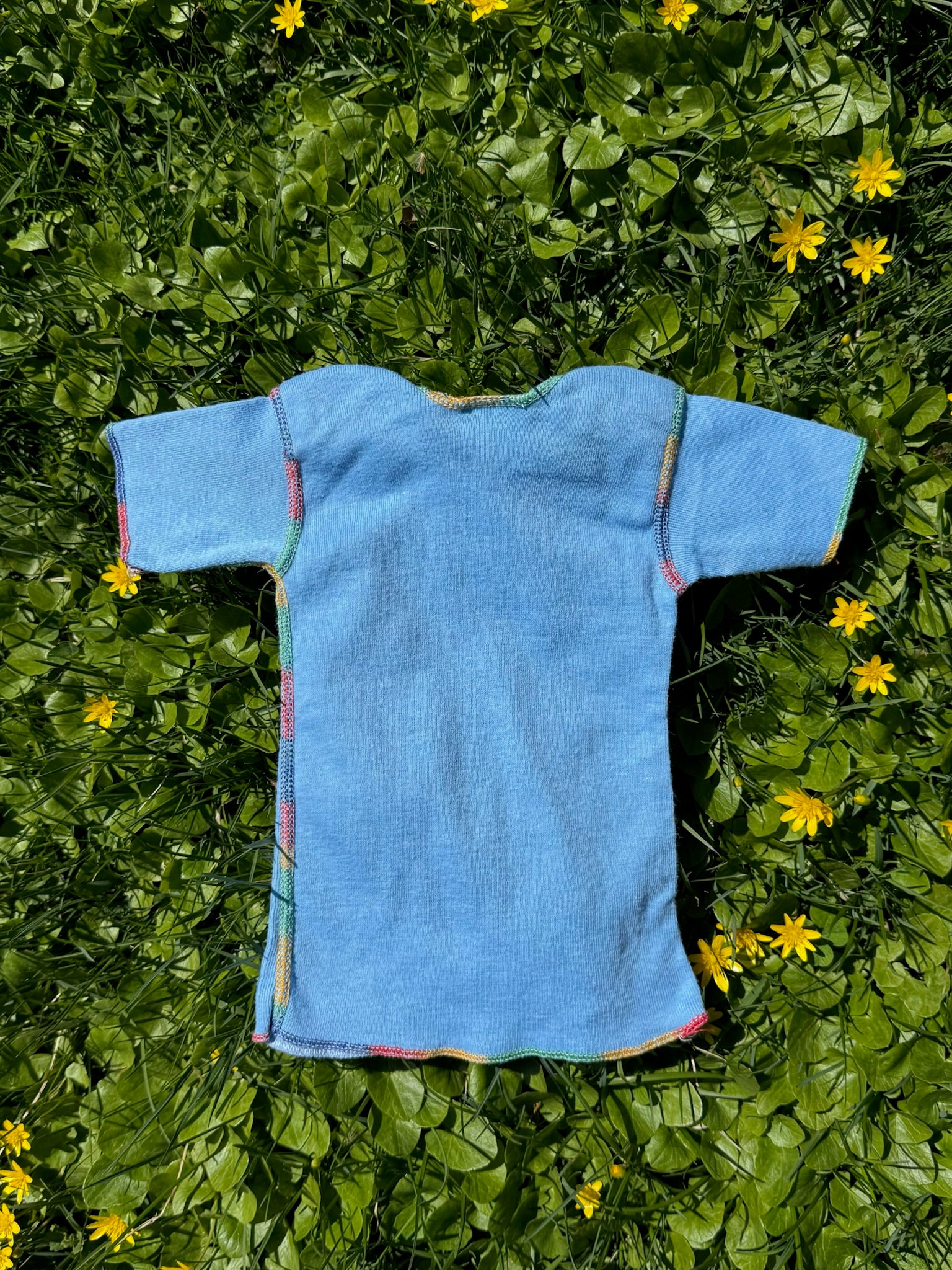 panda lap shoulder rainbow stitch tee