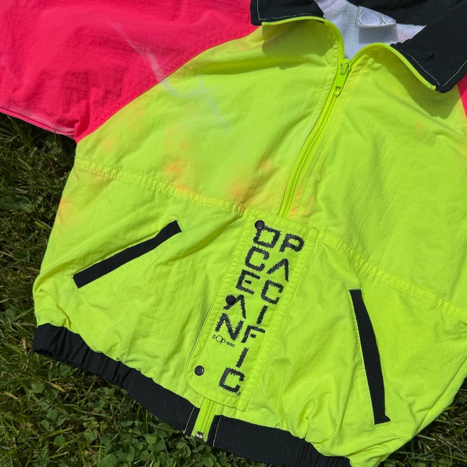 ocean pacific colorblock neon windbreaker