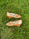 pearlescent pink lattice jelly sandals