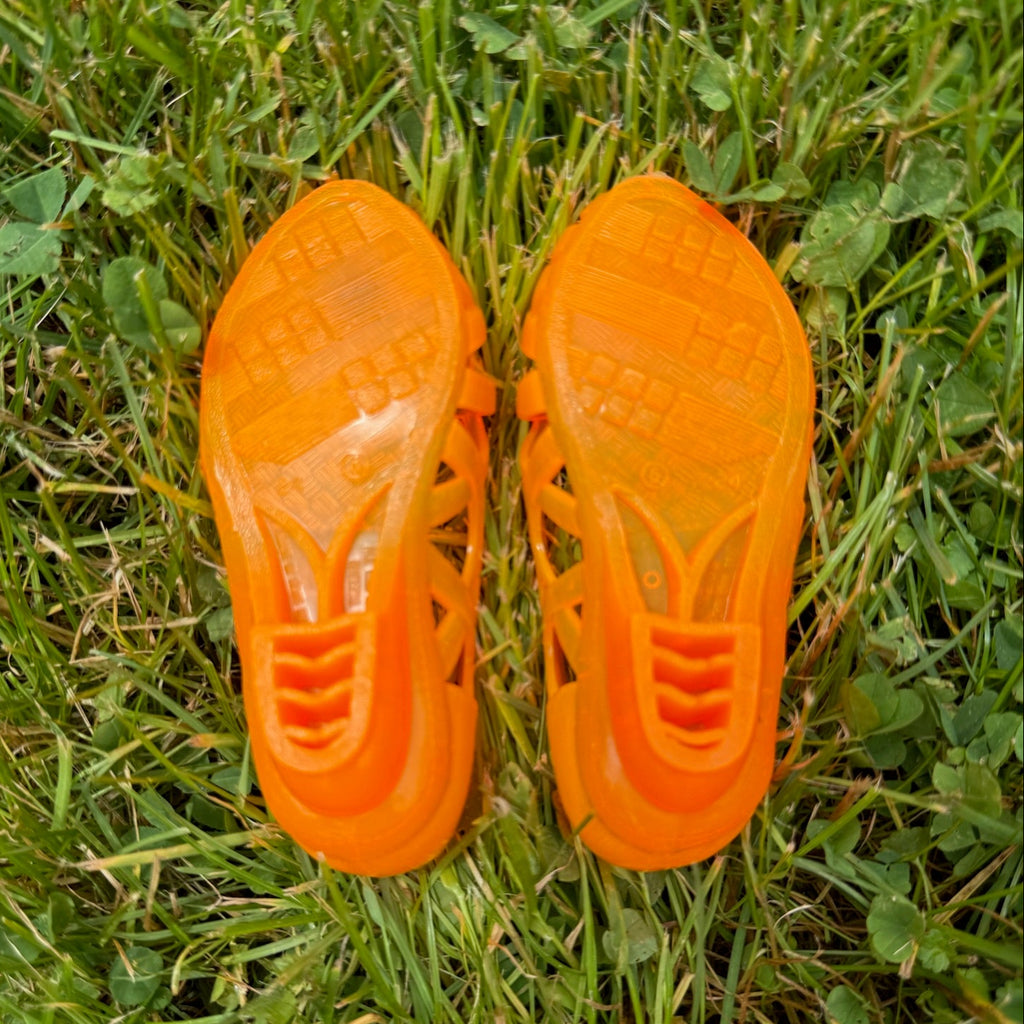orange lattice jelly sandals